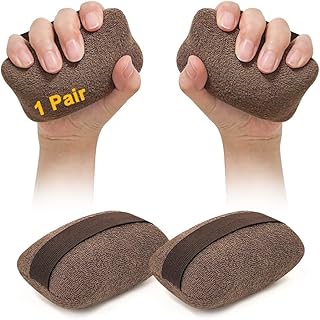 Zelen Palm Grip Protector for Hand Contracture Cushion Palm Splint Guard Finger Contracture Cushion with Elastic Band for Bedridden (Brown, 1 Pair)