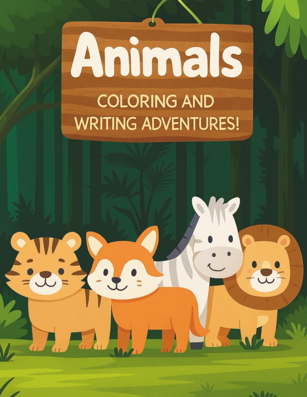Animals Coloring and Writing Adventures!: Fun Animals Coloring and Handwriting Practice for Kids Ages 3–6