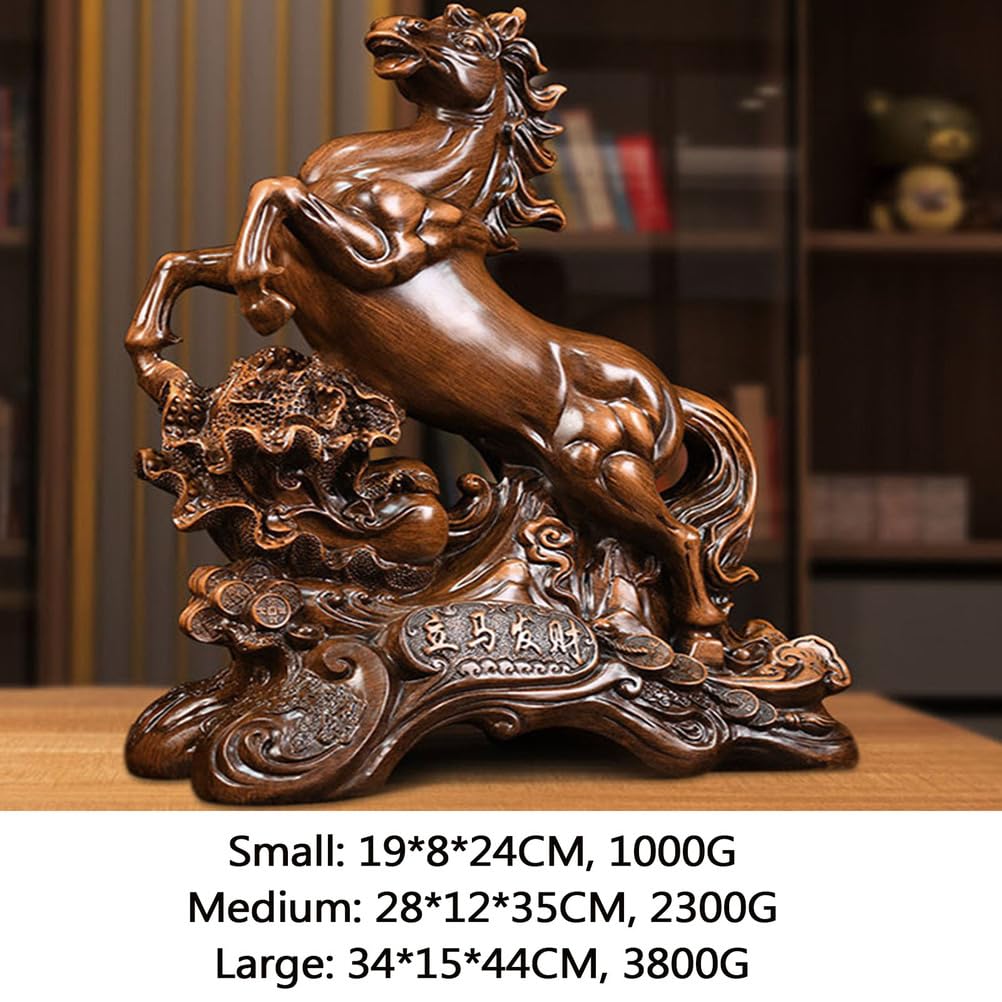 Wystrój domu Mosiądz Chiński zodiak Statua konia Feng Shui Figurka konia Rzeźba Bogactwo Dobrobyt Figurki Przedmioty kolekcjonerskie Dekoracja stołu na szczęście Bogactwo Sukces,L