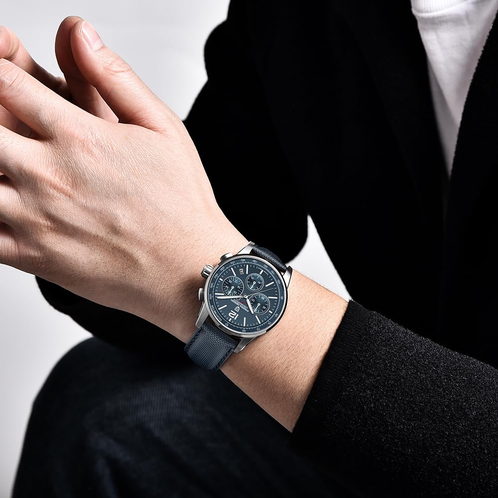 Pagani Design Orologio cronografo al quarzo da uomo 100 metri impermeabile in acciaio inox 40 mm quadrante Diametro vetro zaffiro