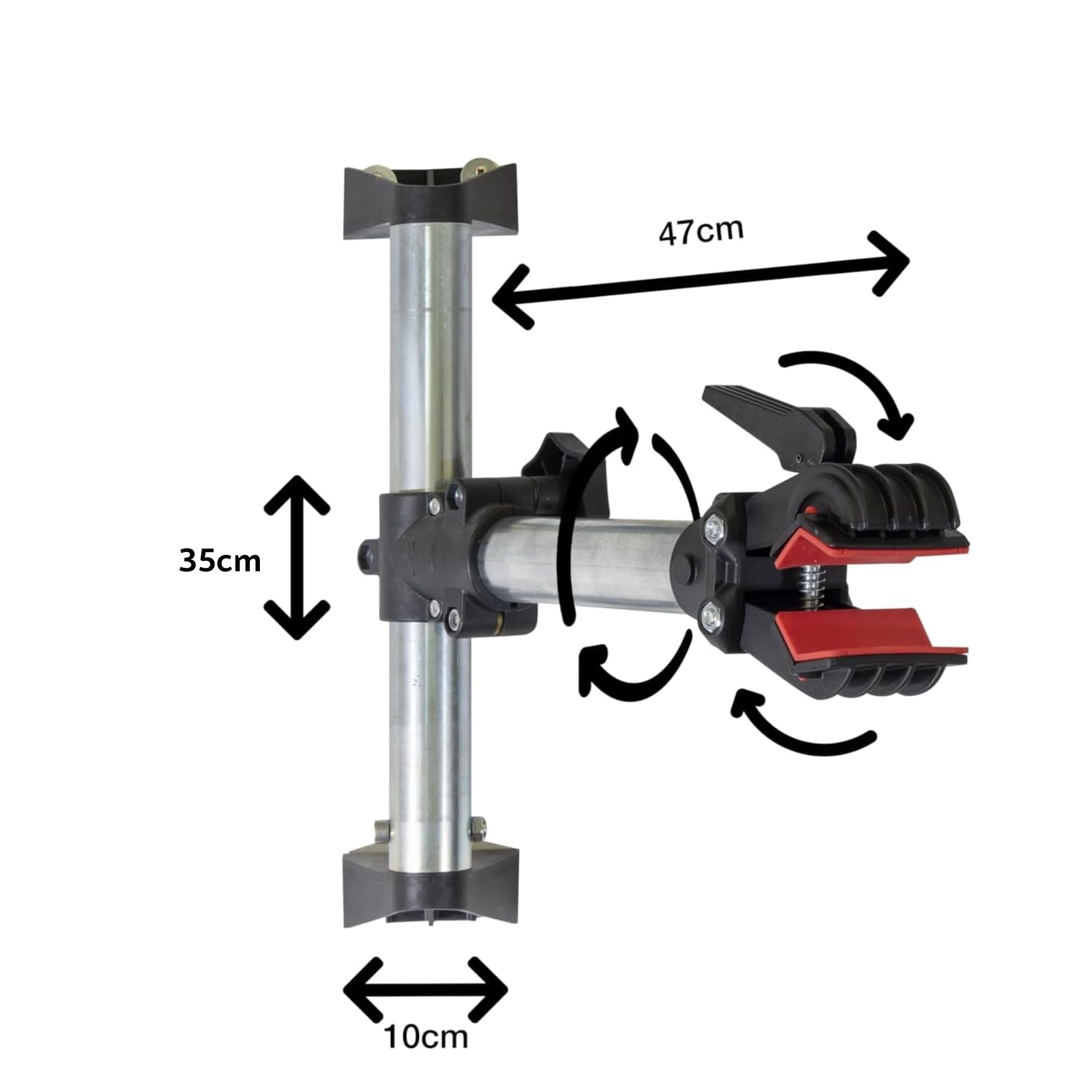 Andrys Cavalletto Manutenzione Bici da Parete - Supporto Bici da Muro con Regolazione Verticale e Rotazione a 360 Gradi - Portata Massima 18kg - Alluminio e Plastica Resistente con Viti Incluse