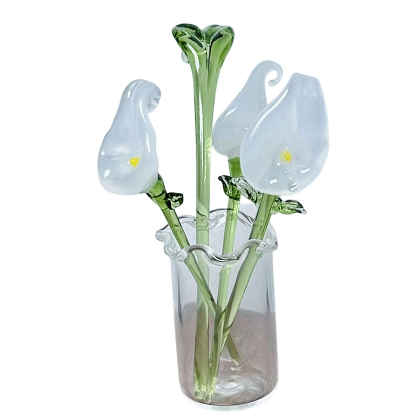 Whoasyst Clear Glass Vase Decoration with Colored Glaze Flower for Home Flower Arrangement Anniversary Wedding Table Centerpieces Glass Vase