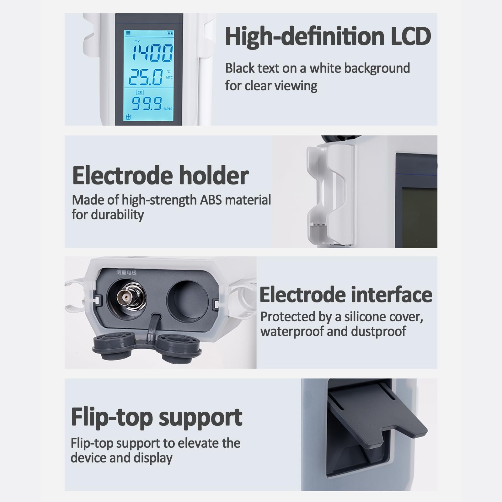 Medidor De Acidez LCD Portátil, Comprobador Inteligente De PH Y Calidad del Agua, con 1000 Memorias, Calibración Multipunto Y Compensación De Temperatura para Análisis del Agua