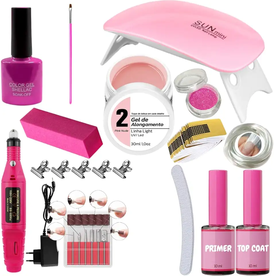 Kit Unhas De Gel Acrigel Alongamento Facil Cabine Completo