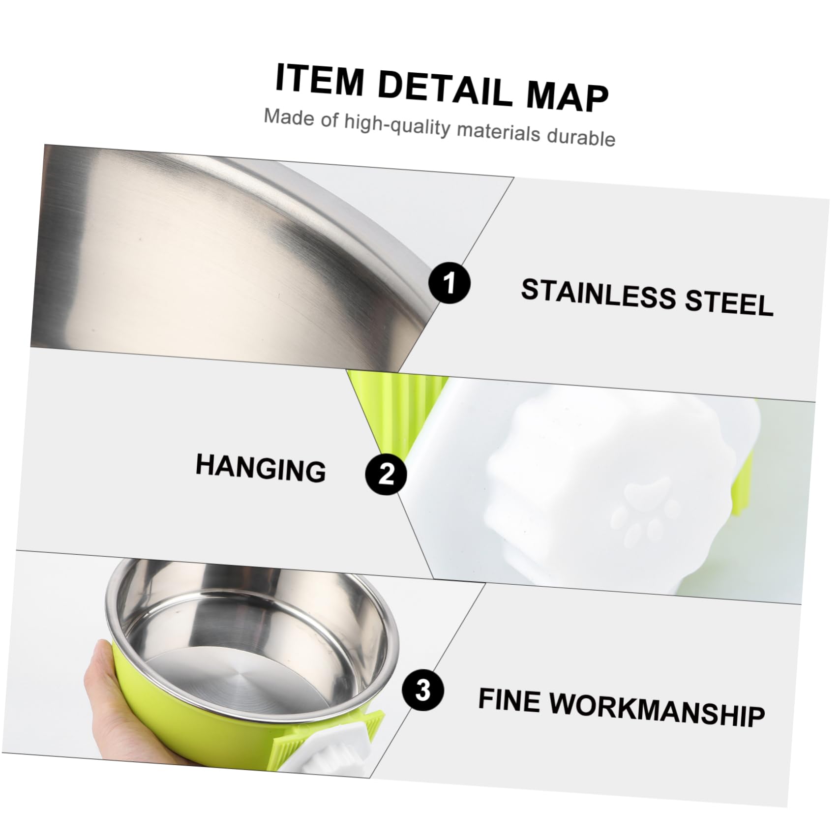 VANZACK Stainless Steel Dog Bowl Pet Feeder Portable Pet Water Dispenser Easy Cleaning Double Layer Bowl Green Pet Supplies