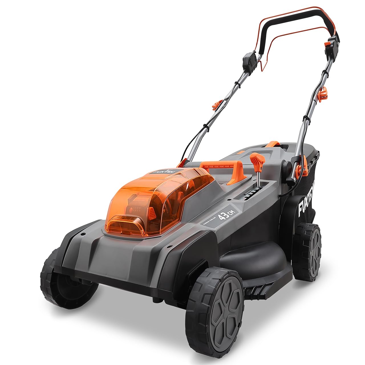 FUXTEC Tagliaerba a batteria FX-E2RM43PRO • 43 cm larghezza taglio • 40V batteria litio • trazione con velocità variabile • funzione mulching • regolazione altezza 25–75 mm