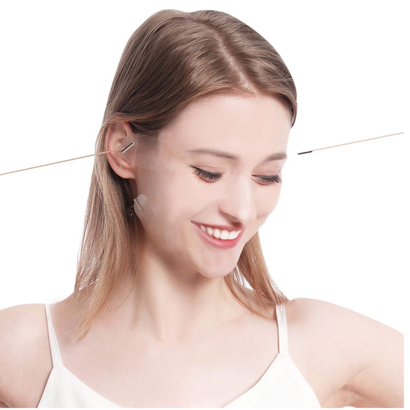 40 Pezzi Face Lift Tape, Invisibile Face Lifting Tape con 8 Corde, Tiranti Viso Lift Istantaneo Sollevamento, Forma di V Cerotti Viso Lifting, Strumenti per Riduce le Rughe per Occhi, Collo