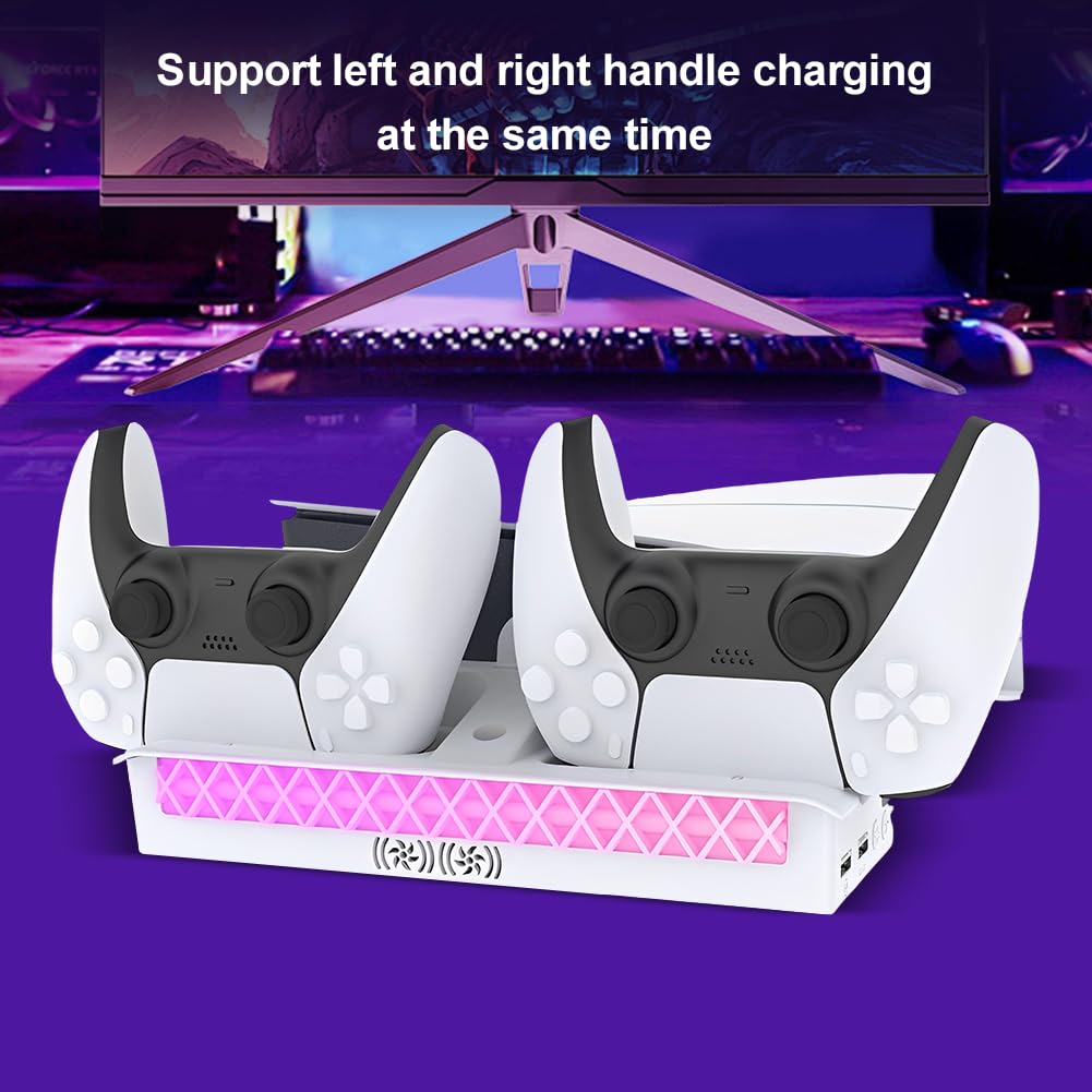 Stacja chłodząca RGB do PS5 z ładowarką z podwójnym kontrolerem i uchwytem zestawu słuchawkowego do konsoli PS5