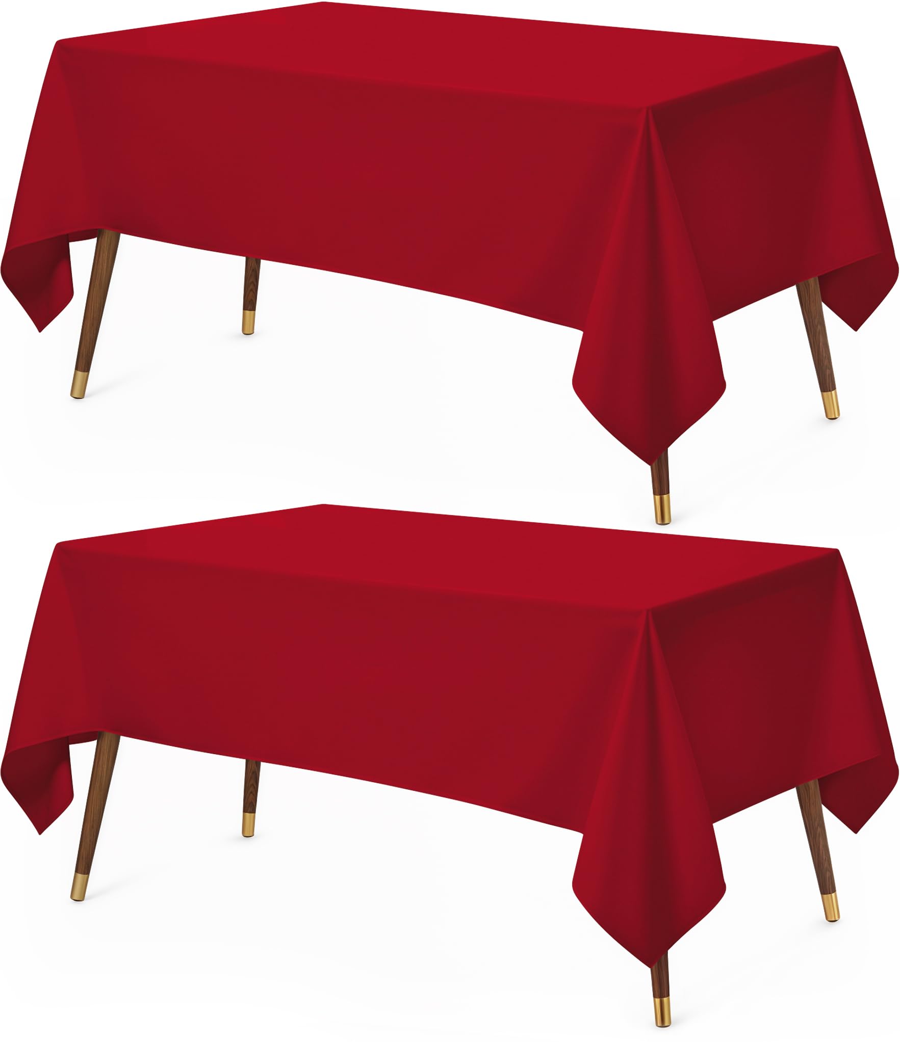 Utopia Kitchen Rectangle Tablecloth 152x259 cm - (Pack of 2) Red Table Cover Machine Washable Table Cloth Perfect for Parties, Weddings and Festivals (60x102 inches)