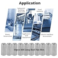 Vista 3 de Tuerca de varilla larga Tuercas de acoplamiento hexagonal Tuerca de manga hexagonal M8 Sujetadores roscados (M8x30)