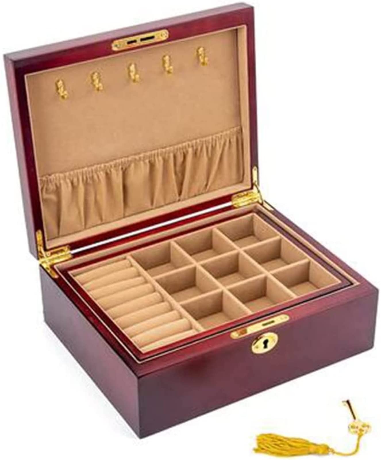 TIANQIHAO Flashing Vintage Jewelry Box Storage Box With Lock Hand Jewelry Stud Earrings Necklace Drawer,A