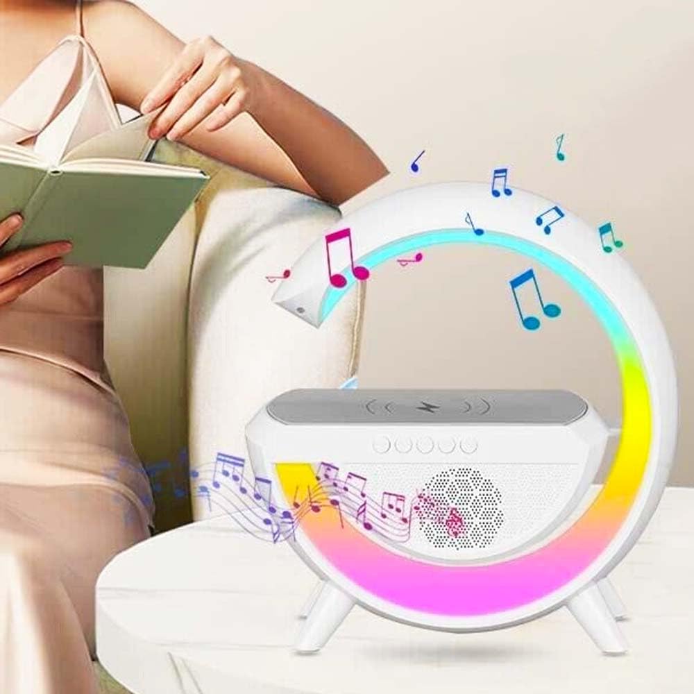 GC GLOBALCOMMERCE Lampada da Tavolo LED Luce Notturna con Cassa Altoparlante Speaker Bluetooth e Ricarica Wireless