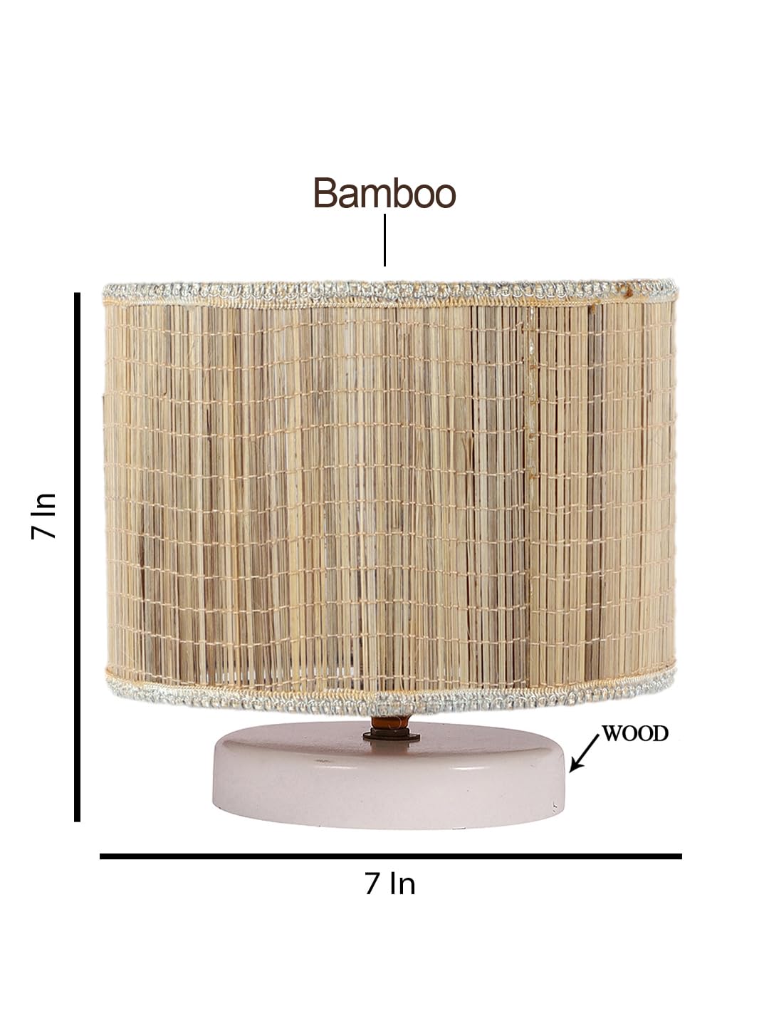 Devansh Round Bamboo Table lamp with White Wood Base -19 3