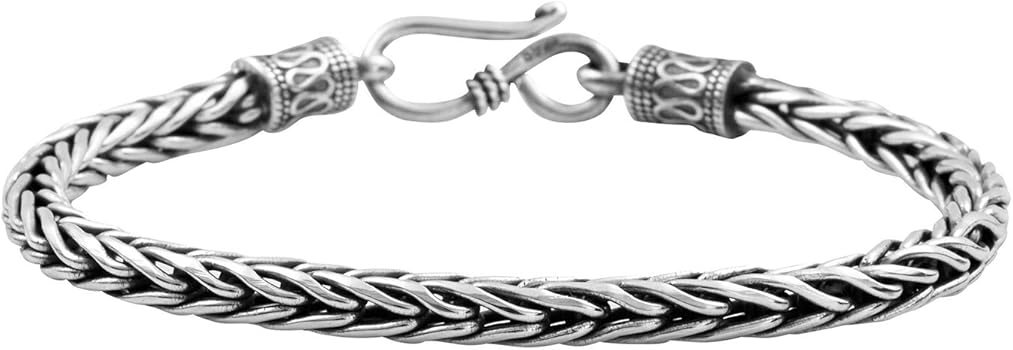 Wellme Sterling Silver 3.5 mm Chain Bracelet, Classic Vintage