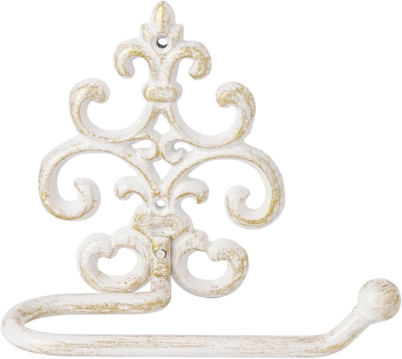 Sungmor Vintage Cast Iron Toilet Paper Holder - Wall Mounted Rustic Bathroom Tissue Holder with Teal & Gold Finish, Decorative Accent for Farmhouse, Victorian Décor, Heavy Duty Metal Scroll Design