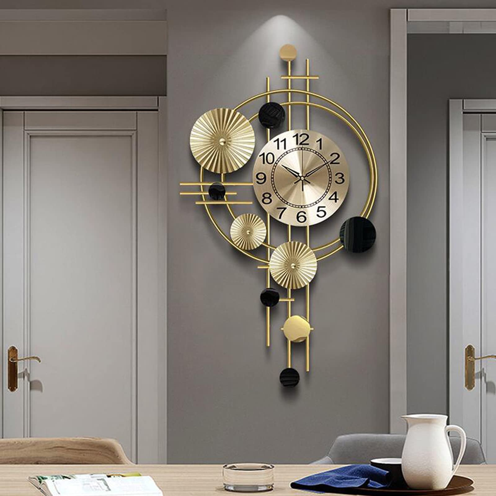 Nowoczesny design duży metalowy zegar ścienny cyfrowy do salonu jadalni - stylowy współczesny element wystroju