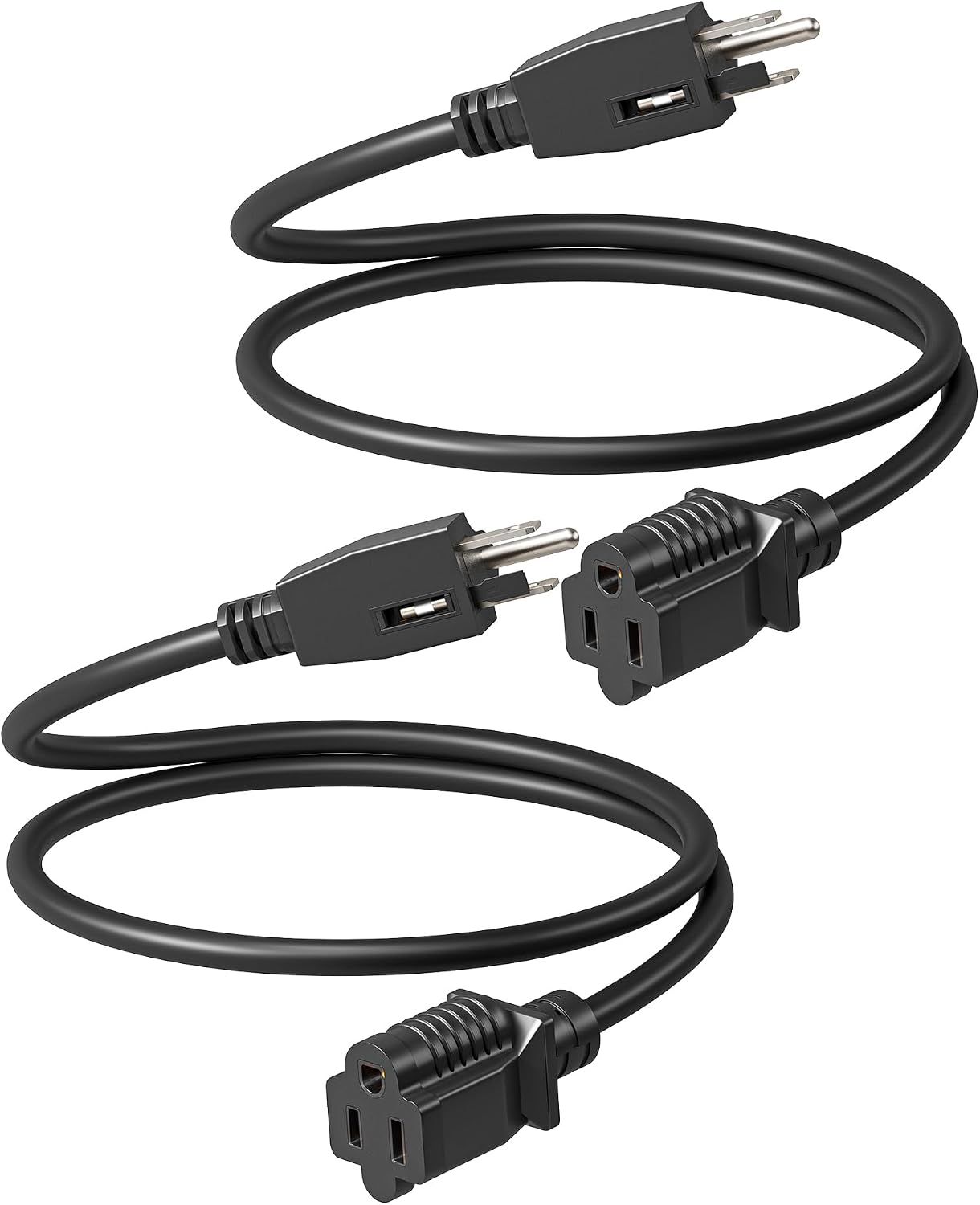 DEWENWILS 3 Foot Extension Cord Indoor, 3 Prong 16 AWG Short Extension Cord with 5A Fuse Protection, Appliance Outlet Safer Power Cable, ETL Listed, Black, 2 Pack