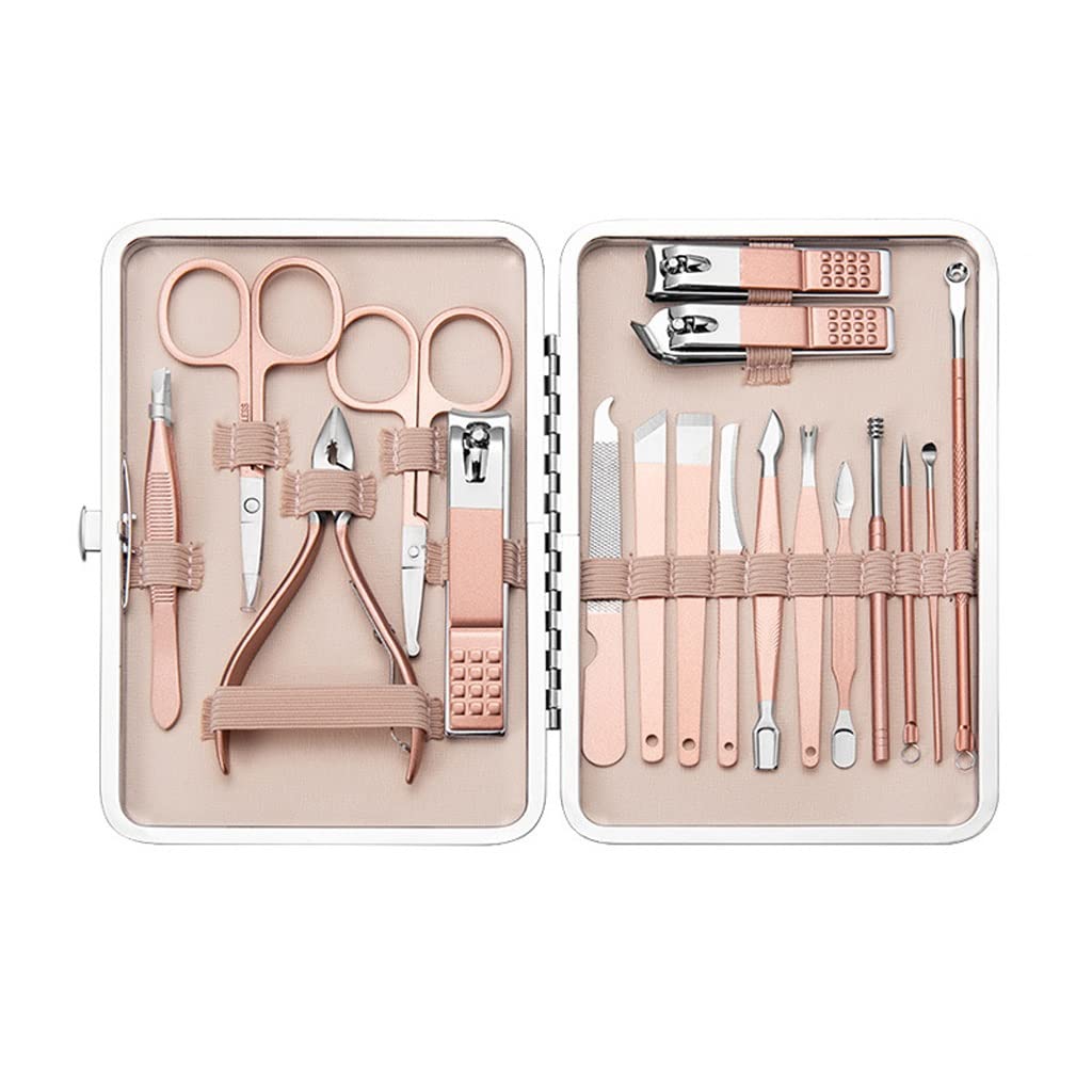 Zestaw do manicure, Zestaw do manicure, Zestaw do Zestaw 18 szt. nożyczek do paznokci ze stali nierdzewnej, różowe złoto, srebro, nożyczki do manicure, nożyczki do paznokci, pilnik do uszu, narzędzie