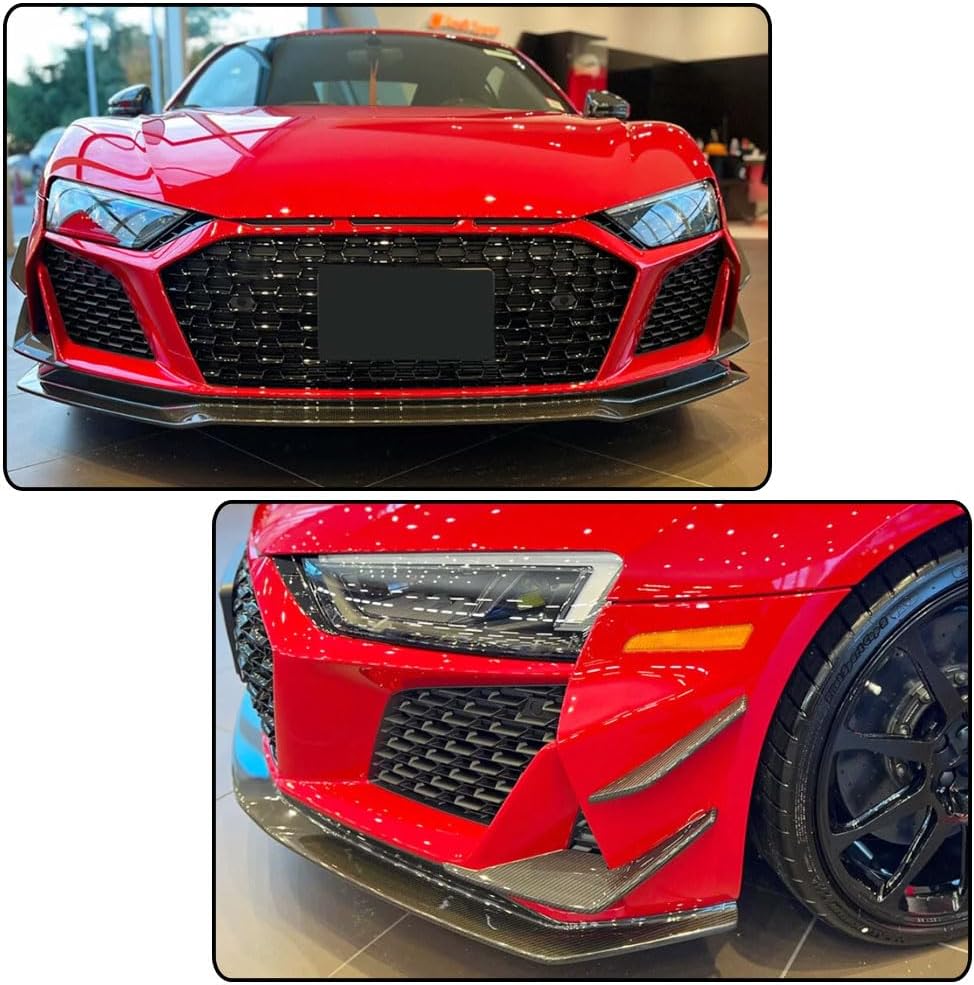 Dry Carbon Fiber Front Bumper Lip Fits for Audi R8 V10 Coupe Convertible 2-Door 2023 2024 Front Bumper Lip Chin Spoiler Body Kit Trim Protection Air Dam