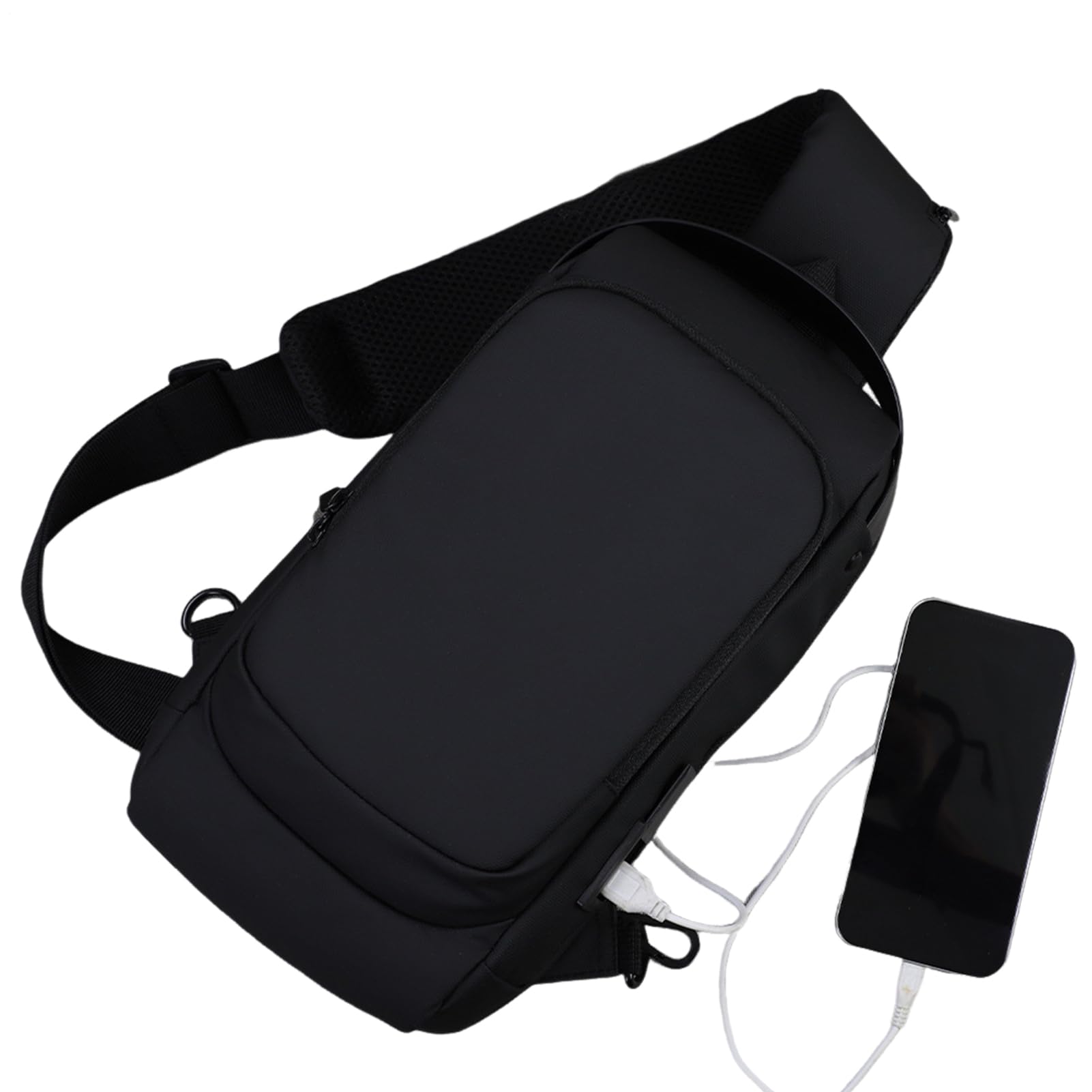 Bandolera de viaje casual e impermeable de gran capacidad con puerto USB exterior 8