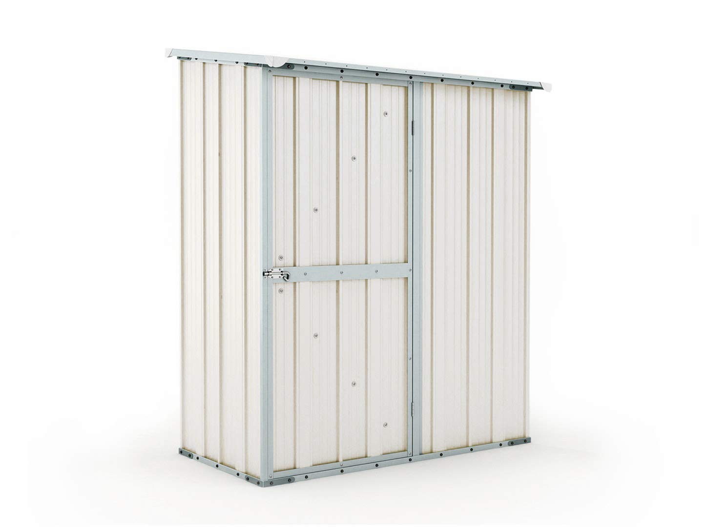 Notek Box in Acciaio Zincato Casetta da Giardino in Lamiera 1.55 x 1.00 m x h1.92 m - 50 kg – 1,55 Metri Quadri (Bianco)