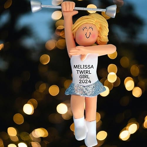 2267 - Adorno navideño personalizado de Baton-Twirler rubio femenino