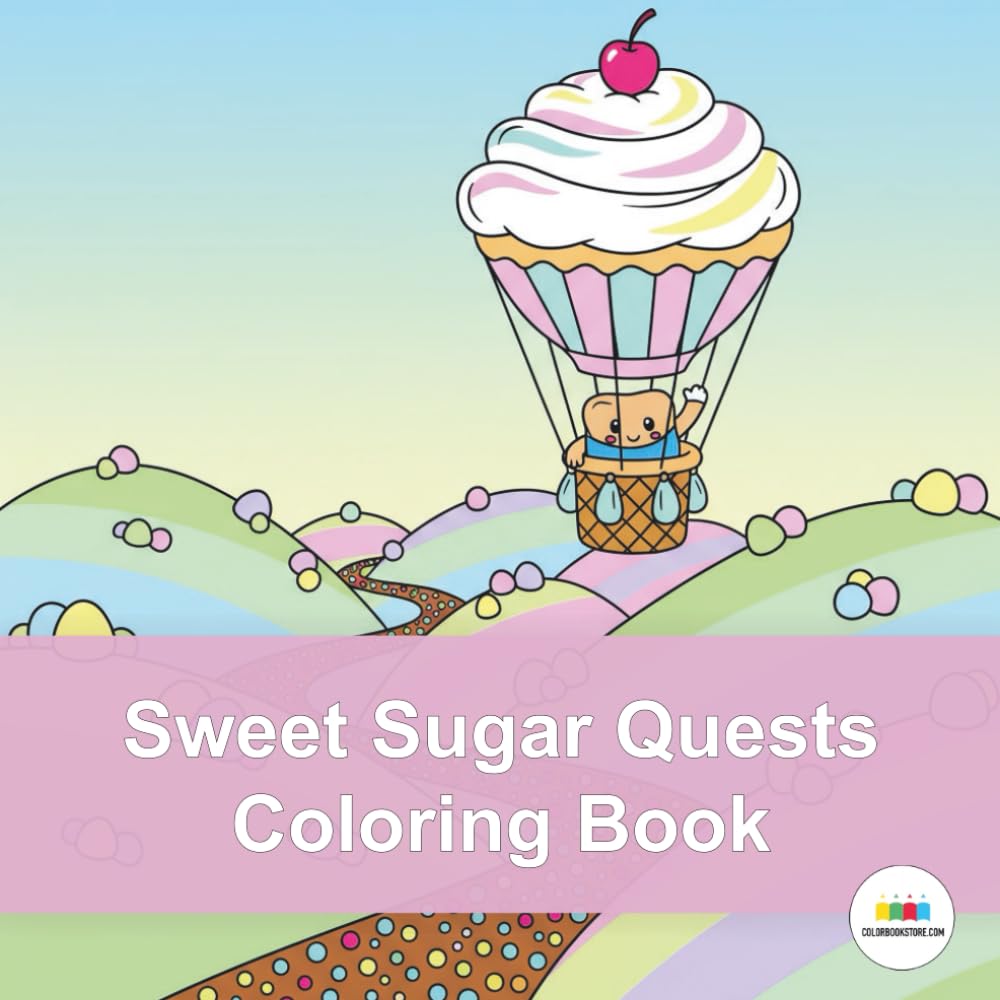 Sweet Sugar Quests Coloring Book: A Delicious Journey Through Ice Cream Mountains and Gingerbread Villages