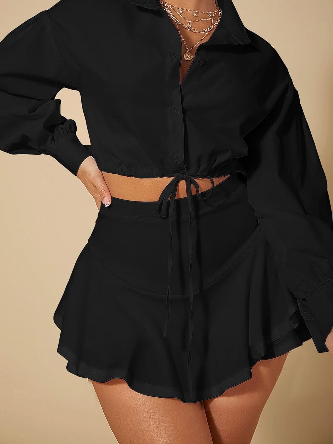 Shorts for Women Casual Summer High Waist Ruffle Hem Skort