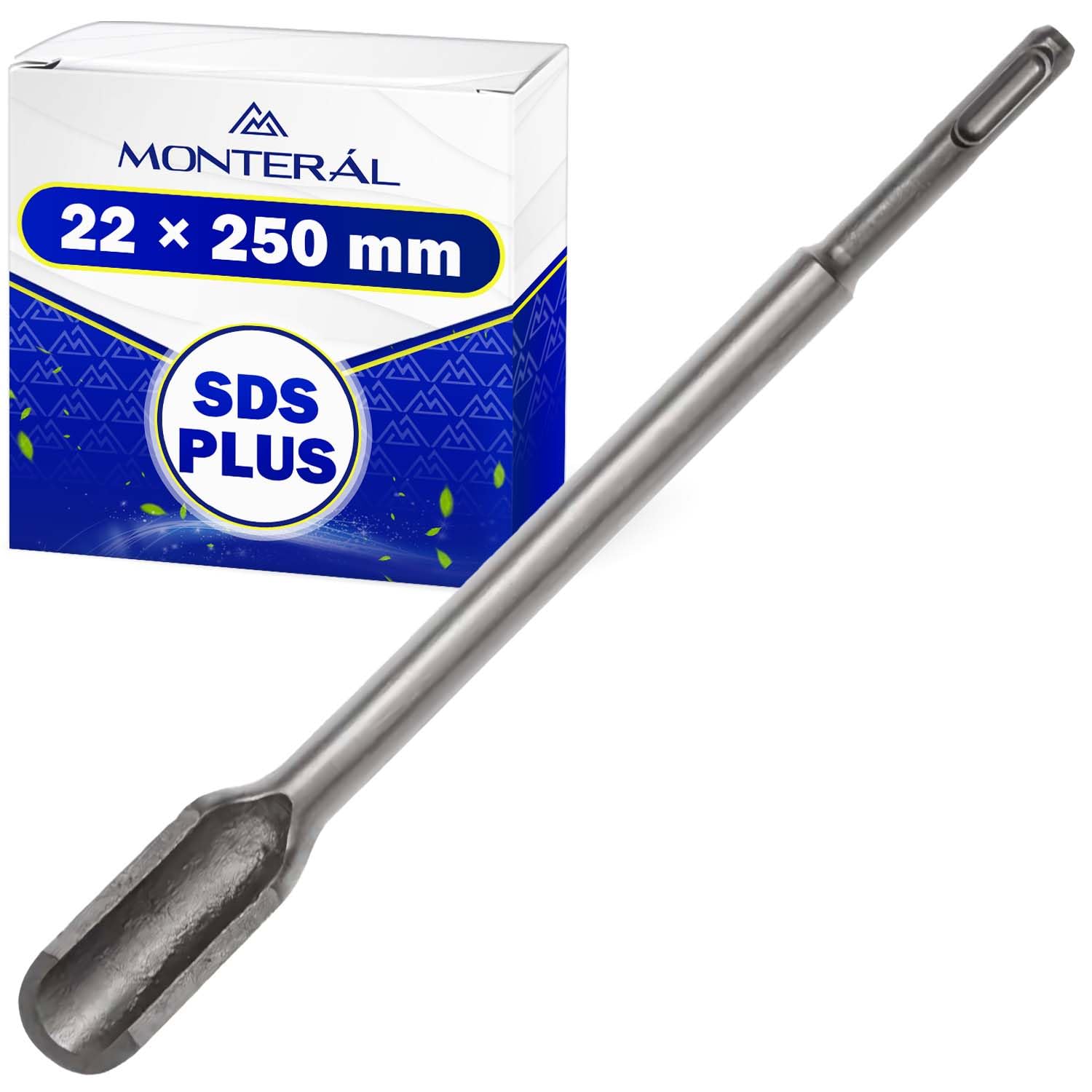 Cincel SDS Plus Acanalado 22 x 14 x 250 mm - Cincel Martillo Percutor para Ranuras en Hormigón y Ladrillo - Fabricado en Acero Templado por Inducción - MONTERAL