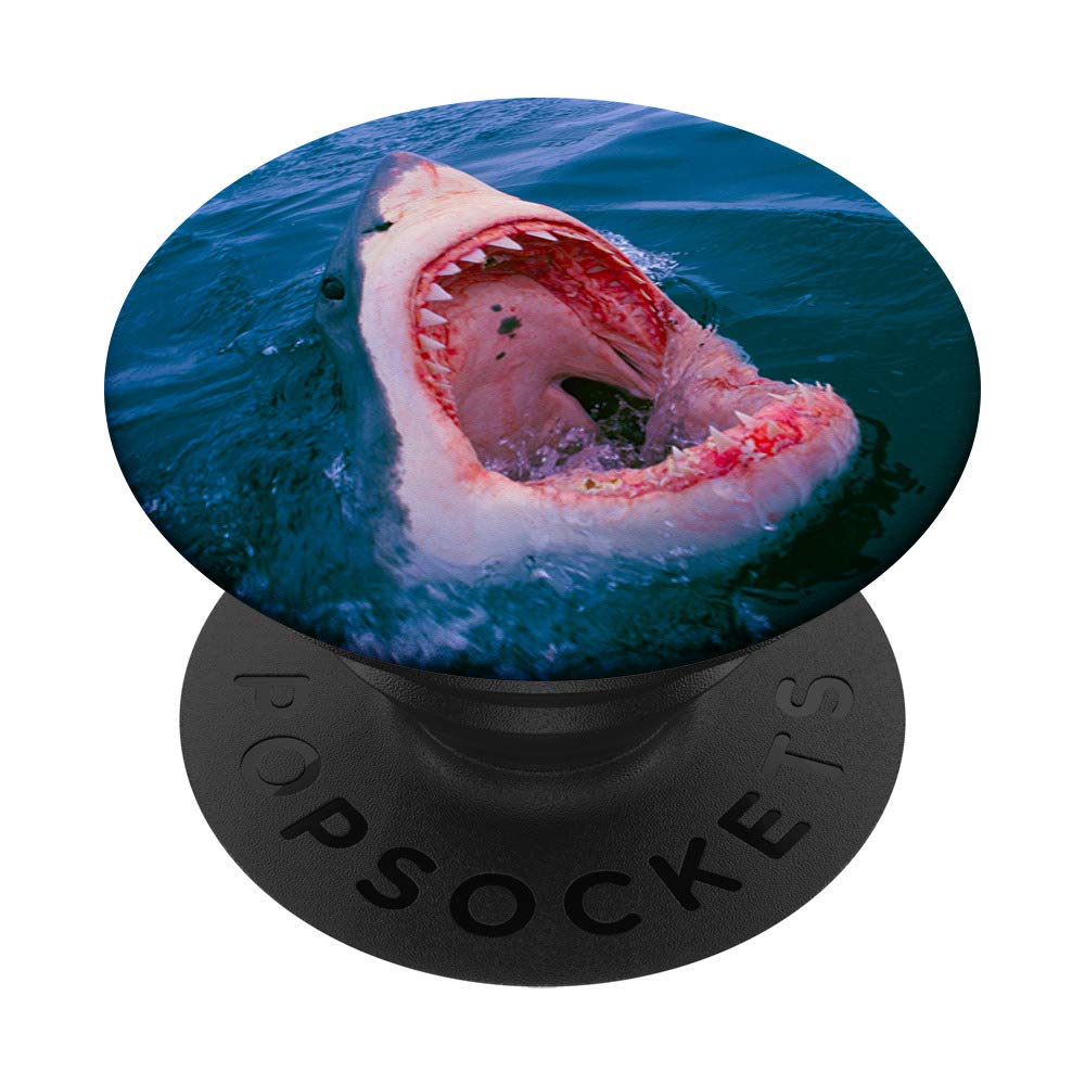 Angry Great White Shark in the Blue Sea Ocean PopSockets PopGrip: Swappable Grip for Phones & Tablets