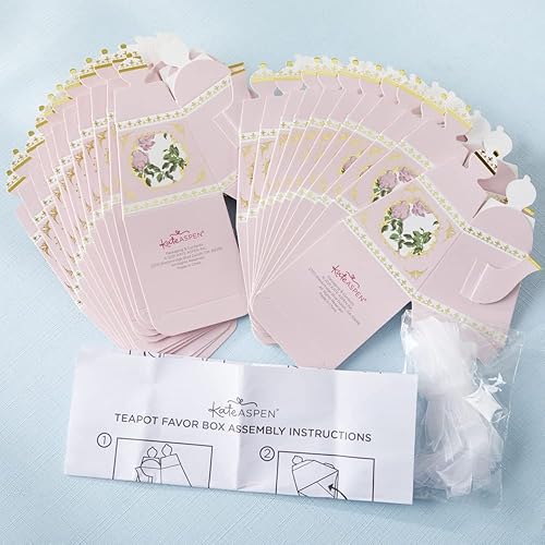 Miniatura 3 de Kate Aspen, Tea Time Whimsy Collection, tetera, caja de regalo de fiesta de té (juego de 24), tamaño único, papel de aluminio rosa y dorado (28592PK)