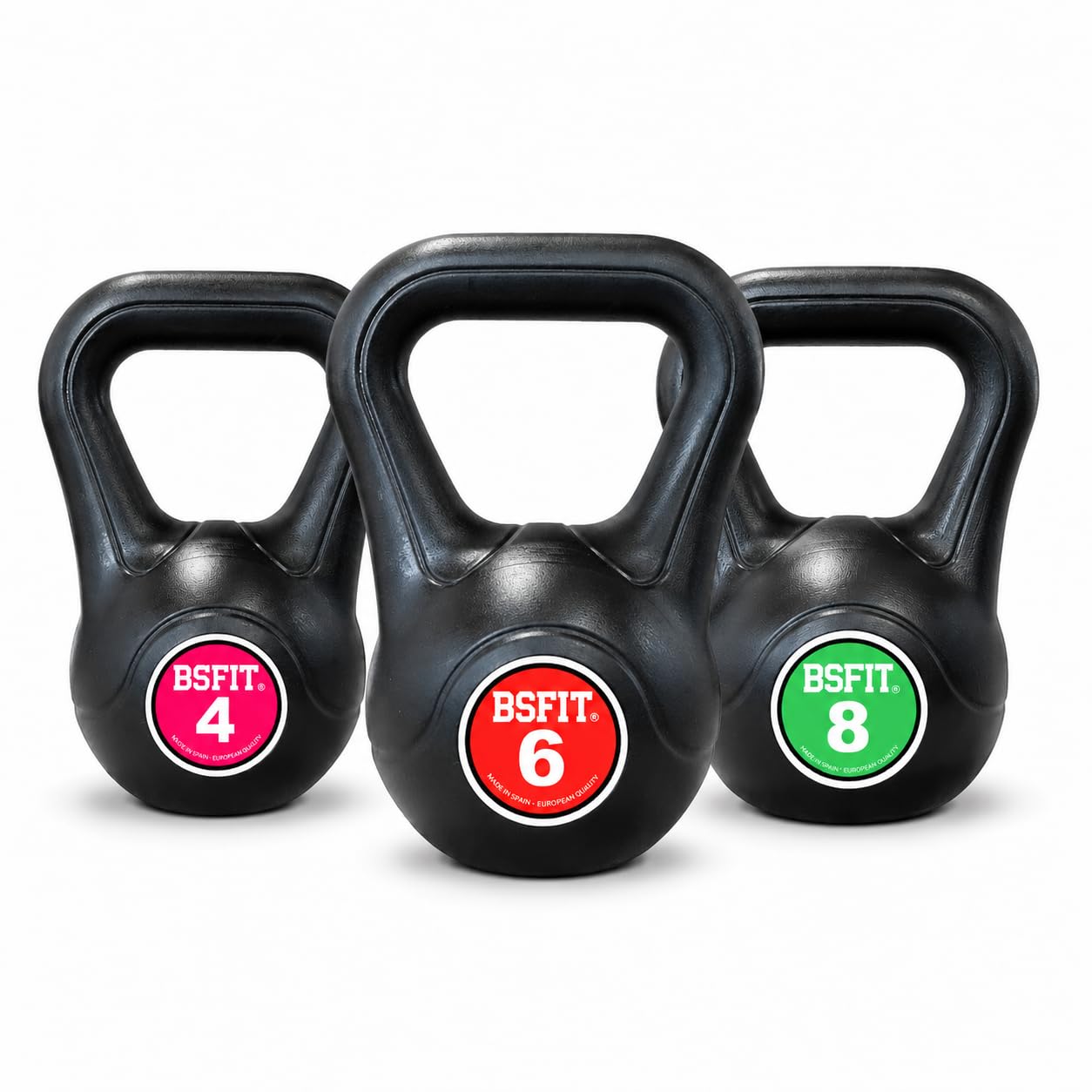 Set de Kettlebells BSFIT – Pack de Pesas Rusas de 2 o 3 Unidades, Pesas Rusas Antideslizantes para Fuerza, Fitness, Cross Training, Gimnasio y Entrenamiento en Casa