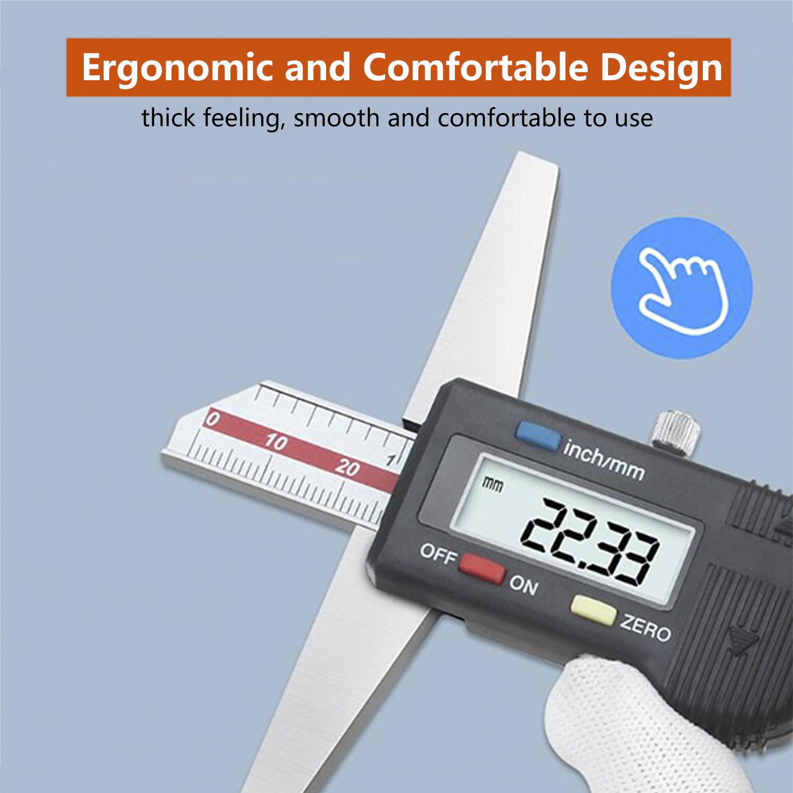 Calibre Digital 0-300mm/12" con Pantalla LCD, Pie de Rey Digital de Acero Inoxidable, Herramienta de Medición de Calibrador para Medición de Profundidad, Conversión de Pulgadas/Milímetros
