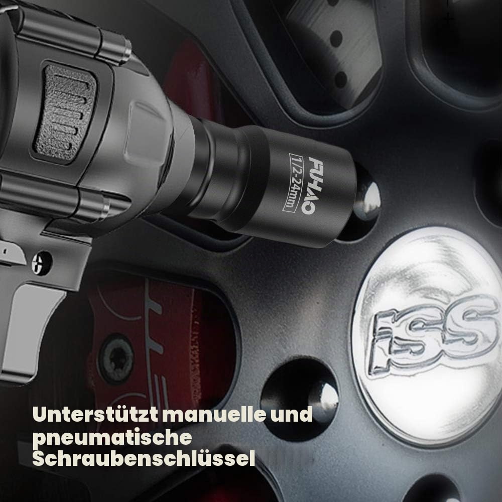 Anbull 16tlg Schlagschrauber Stecknuss Set 1/2" 10-32mm tiefe Sechskant | CR-v Material, für den Einsatz mit elektrischen, Langnuss set, Impact Socket Set, Antrieb Sechskant Nüsse Schlagnüsse