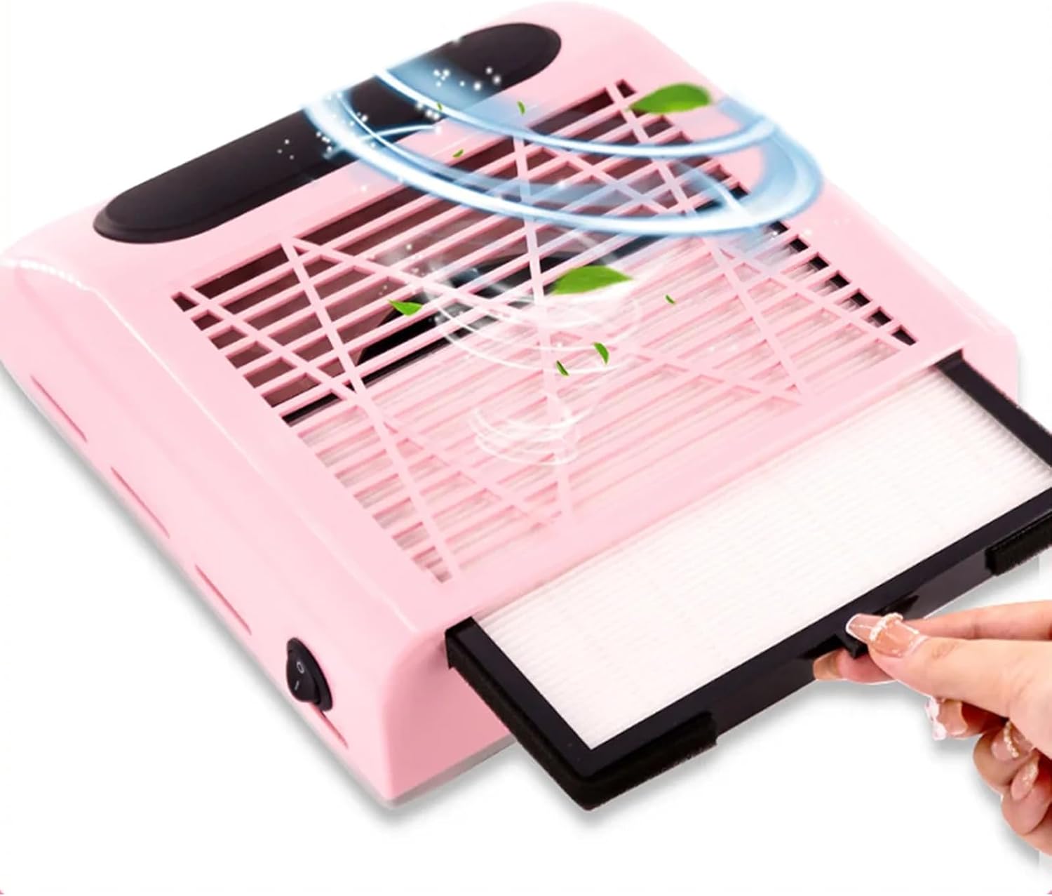 Nail Dust Collector, Powerful Nail Vacuum Fan 80W Dust Collector Extractor Electric Dust Suction Machine with Reusable Filter for Acrylic Gel Nails Polishing, Low Noise,Silver