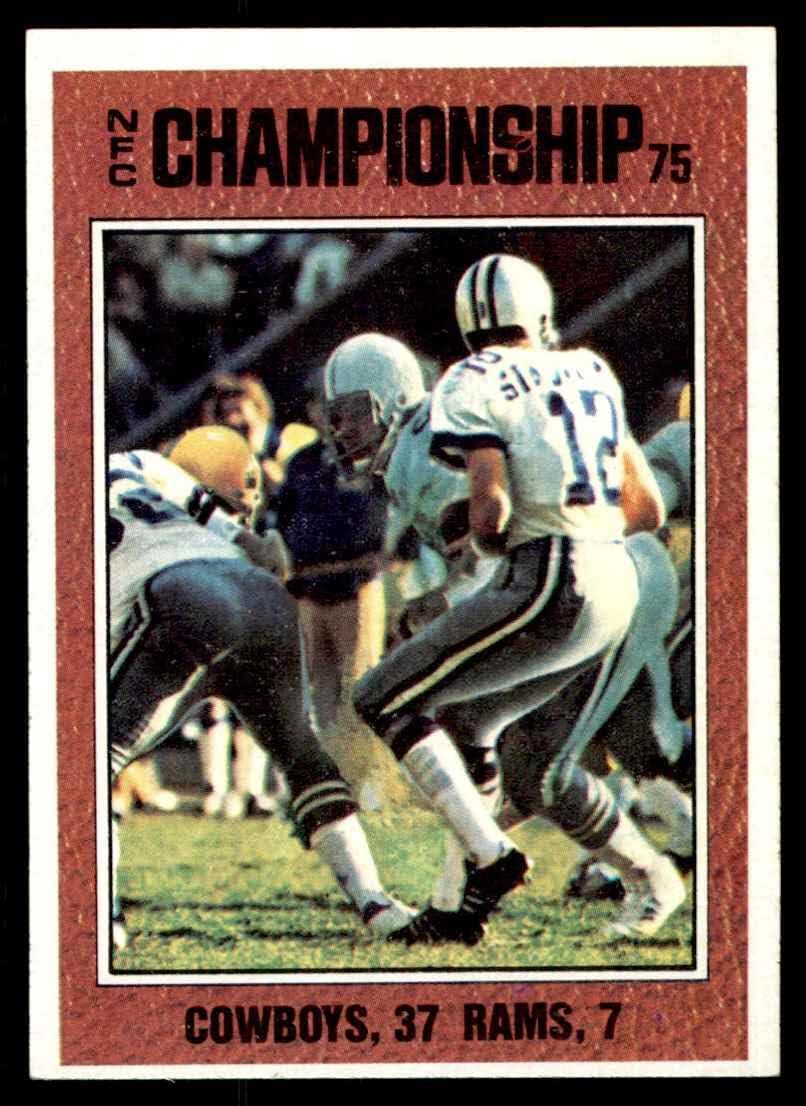 1976 Topps #331 NFC Champs Roger Staubach Dallas Cowboys (Football Card) EX/MT Cowboys Navy