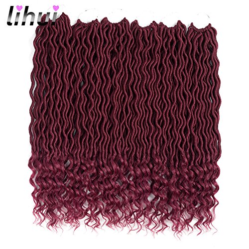 Lihui 6pcs/lot Goddess Locs Crochet Hair Wavy Faux Locs with Curly Ends Synthetic Braiding Hair Extension (20inch(6-PACKS), #530)