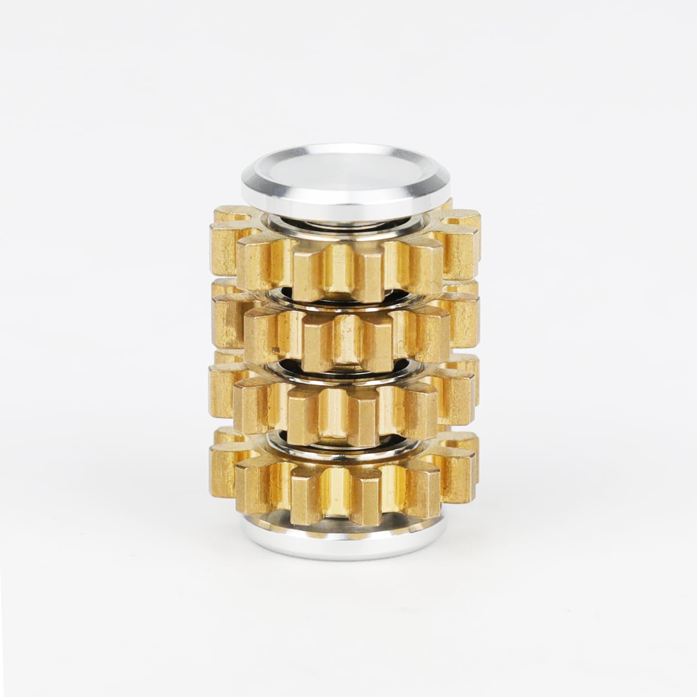 FREELOVE Gear Little Ouchies Pain Fidget Spinner, Mini Small Stim Spiky Grippie, Metal Roller Stress Relief Massager, Quiet Spin Fidget Toys for Adults (4-Gears, Silver)