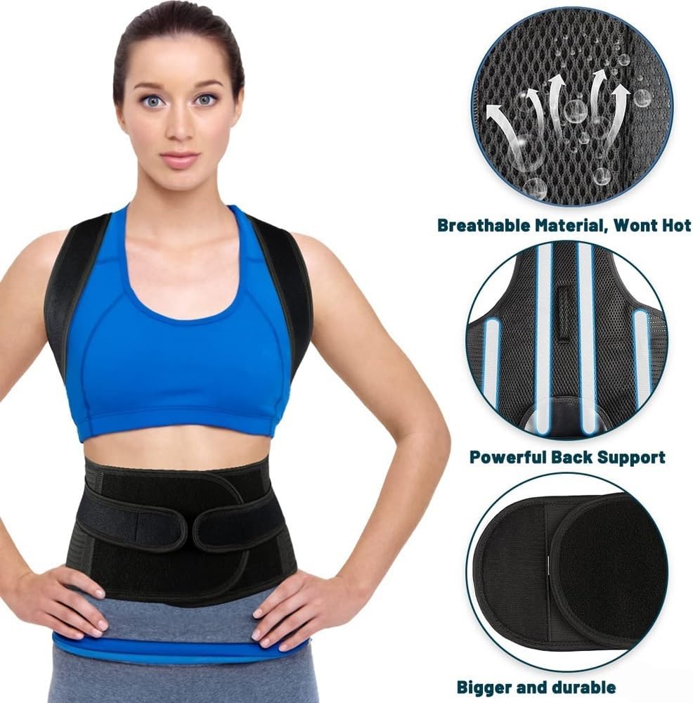Fully Adjustable Posture Corrector Back Brace Male Female Comfy Full Back Support Belt Shoulder Neck Clavicle Support Posture Trainer Upper and Lower Back Pain Relief(Small)