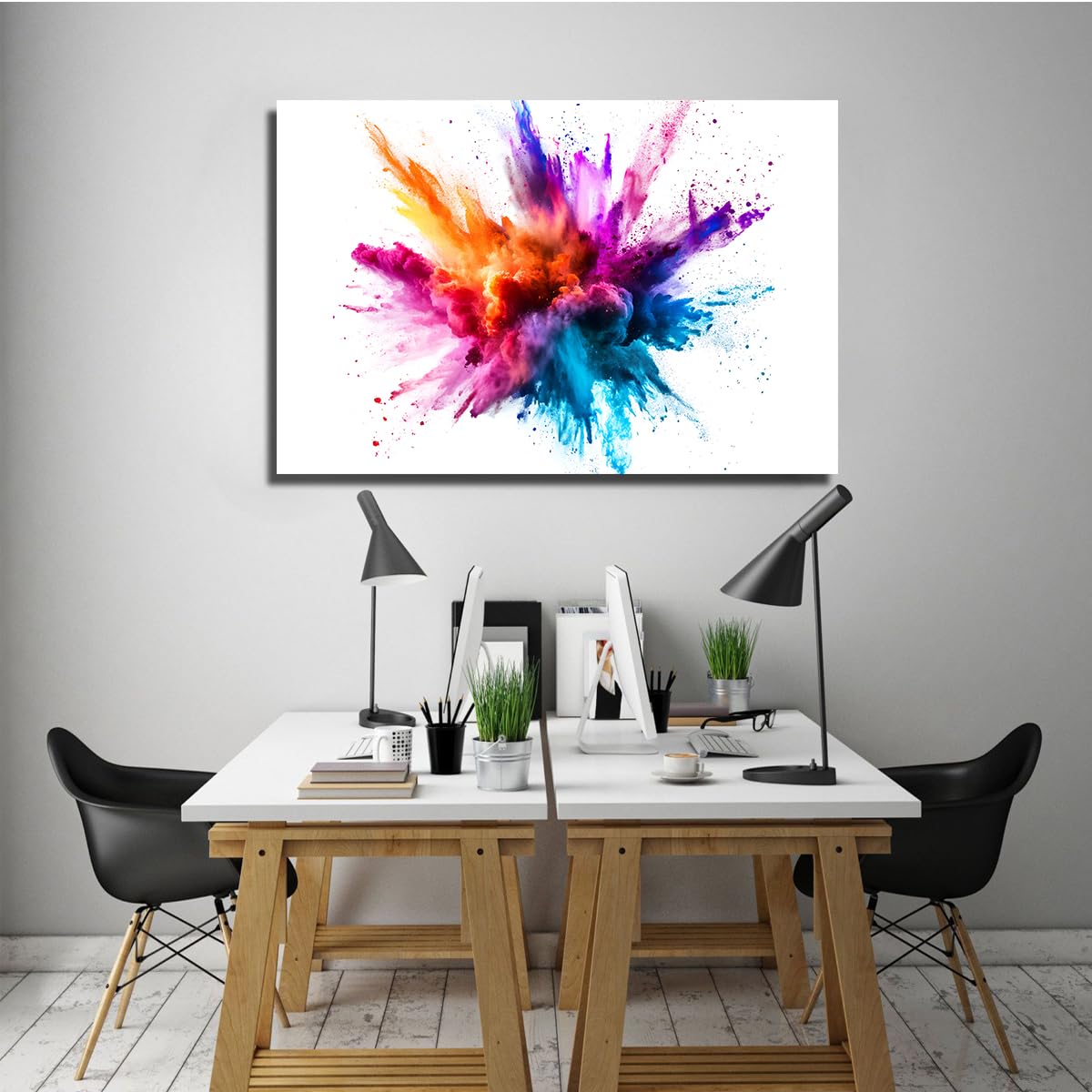 UIRINGART Abstrakcyjny kolor eksplozja płótno sztuka ścienna nowoczesna farba rozpryskowa obrazy grafika wydruki duże plakaty obraz do salonu biura dekoracja 40 x 60 cm