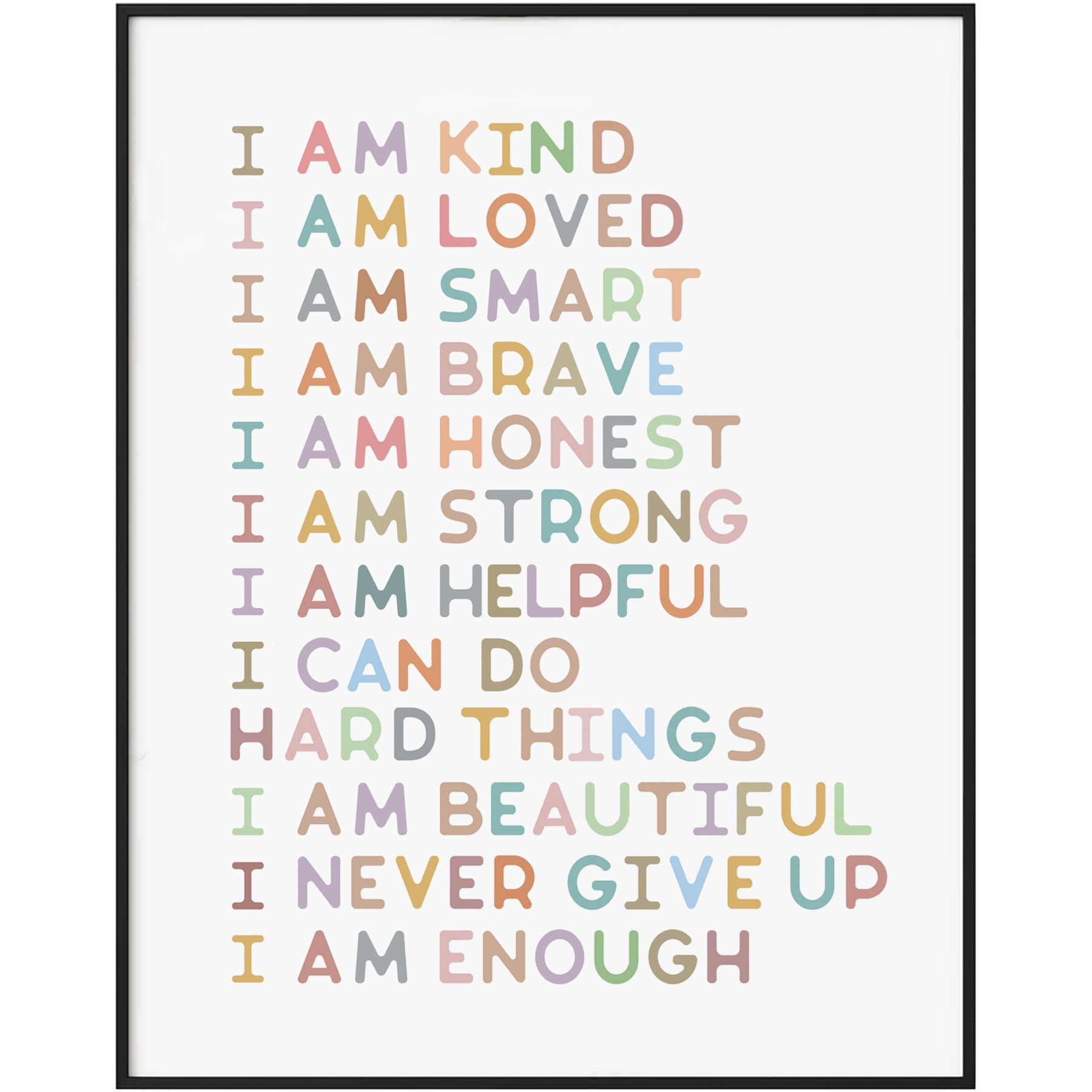 Affirmations Print Kids Affirmations Sign I Am Kind I Am Smart Classroom Decor Homeschool Decor Playroom Wall Art