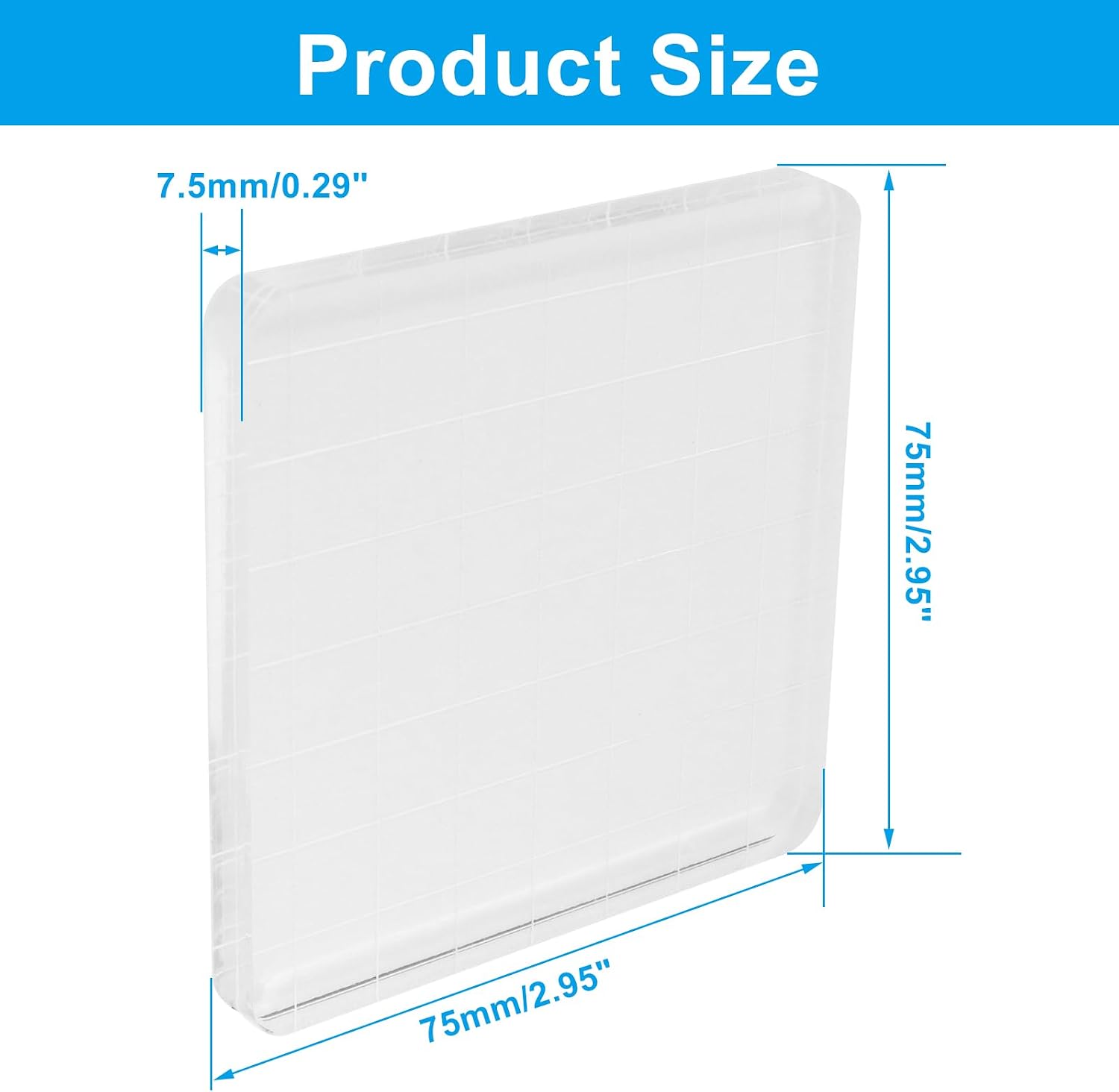 3 Inch x 3 Inch Acrylic Stamp Block with Grid Lines
