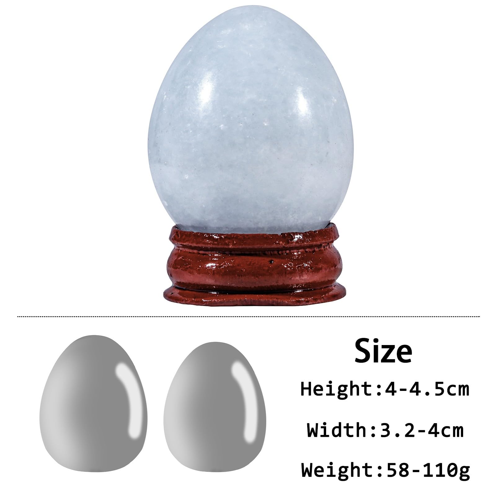 Sportmusies Huevo de piedra celestita azul natural con soporte de madera, figura de huevo de piedra pulida de Reiki, decoración para el hogar, escritorio, meditación, 1.5-1.77 pulgadas