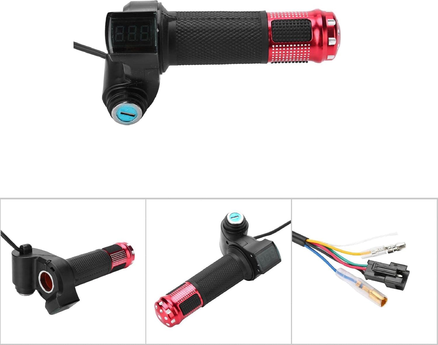 Manopola Acceleratore Per Bici Elettrica - Con Display LED E Chiave | Universale 12-84V, Per Scooter E Tricicli