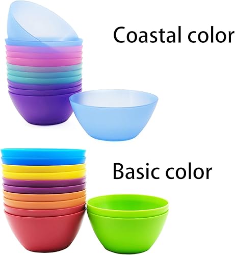 Miniatura 8 de KOXIN-KARLU Tazones de plástico de 28 onzas para cereales o ensalada, juego de 12 en 6 colores surtidos