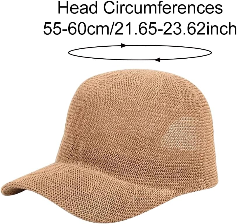 Unisex Summer Baseball Cap, Stylish Adjustable Straw Hat for Outdoor Travel