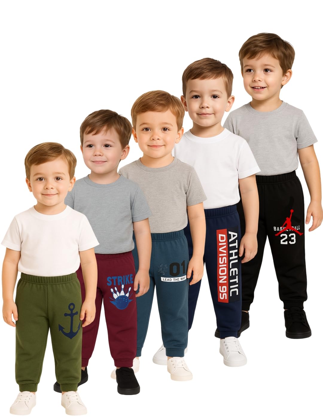 UZARUS Premium Kids Warm Fleece Pajama Pants, Winter Wear Trackpants Baby Boy and Girl Unisex (Pack of 5)