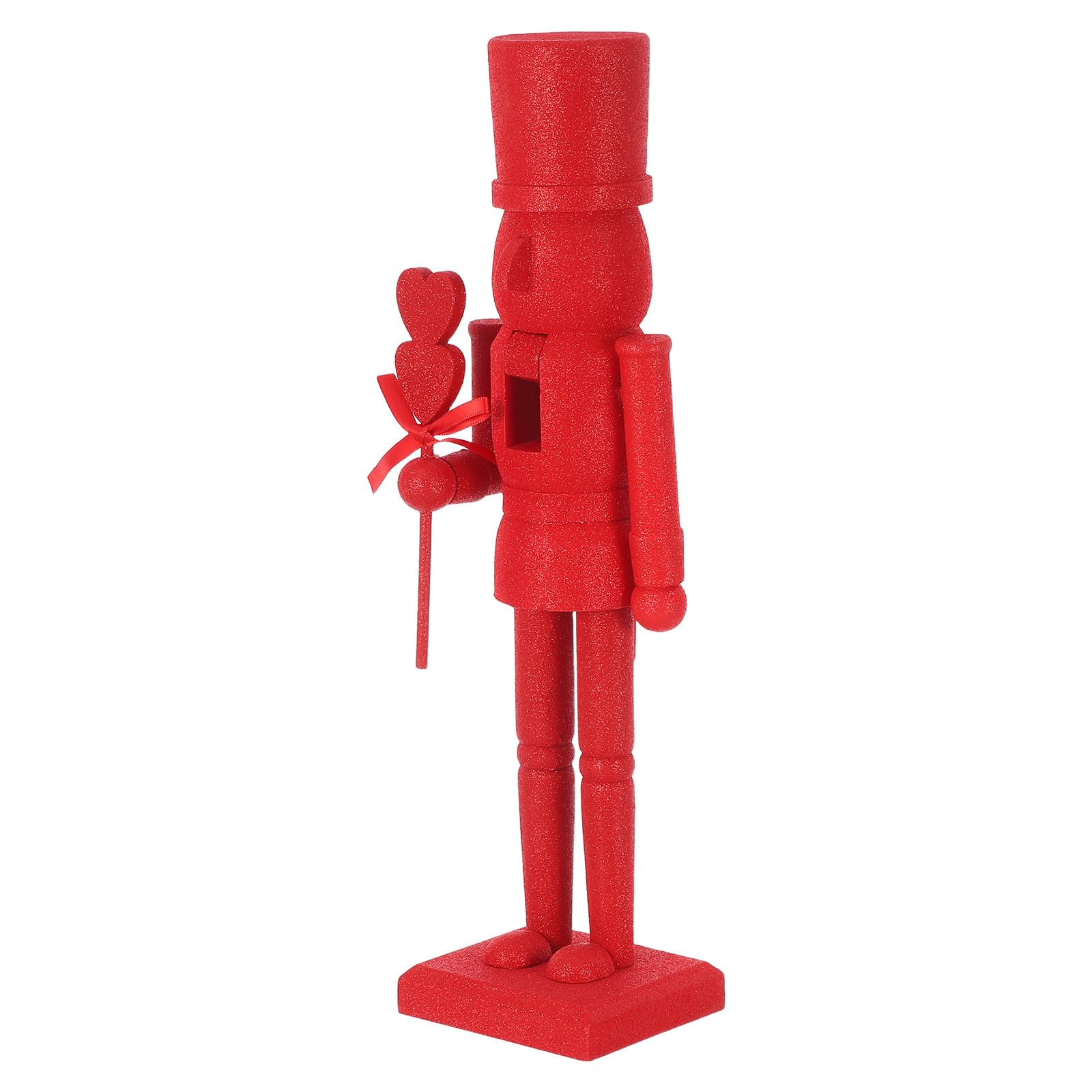 INOOMP Statuina Schiaccianoci in Legno, 36cm, Rossa, Figura Soldato Decorativa da Tavolo, Ornamento da Collezione per Soggiorni e Riunioni Intime, San Valentino e Natale