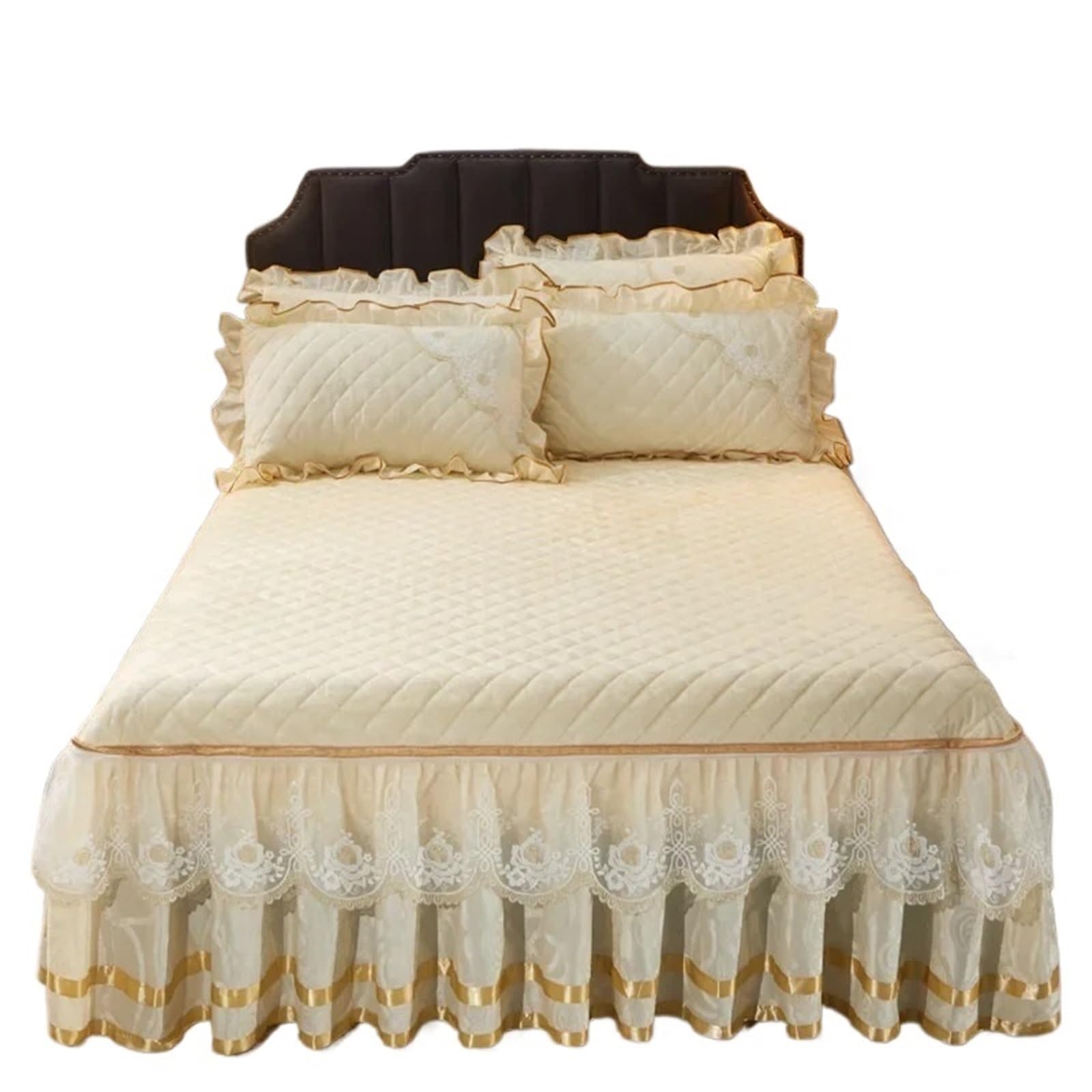 Winter Coral Fleece Zipper Removable Bedspread King Queen Thicken Velvet Quilted Bed Skirt Not Including Pillowcase(Color 20,1pc Skirt 150x200cm)