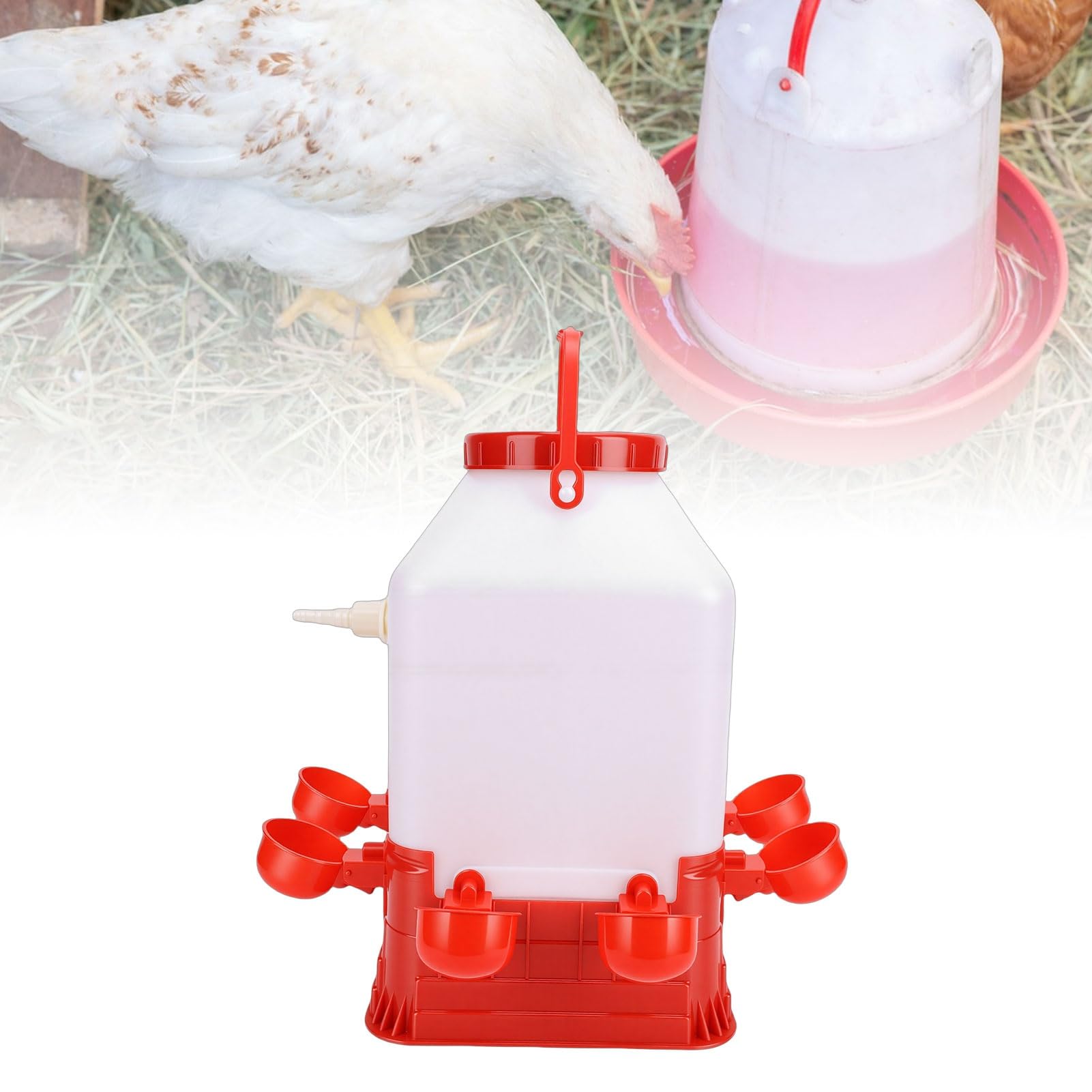 Bebedero automático para Aves de Corral Dispensador de Bebedero para Aves de Corral Multifuncional de Gran Capacidad con 8 tazones para Granja